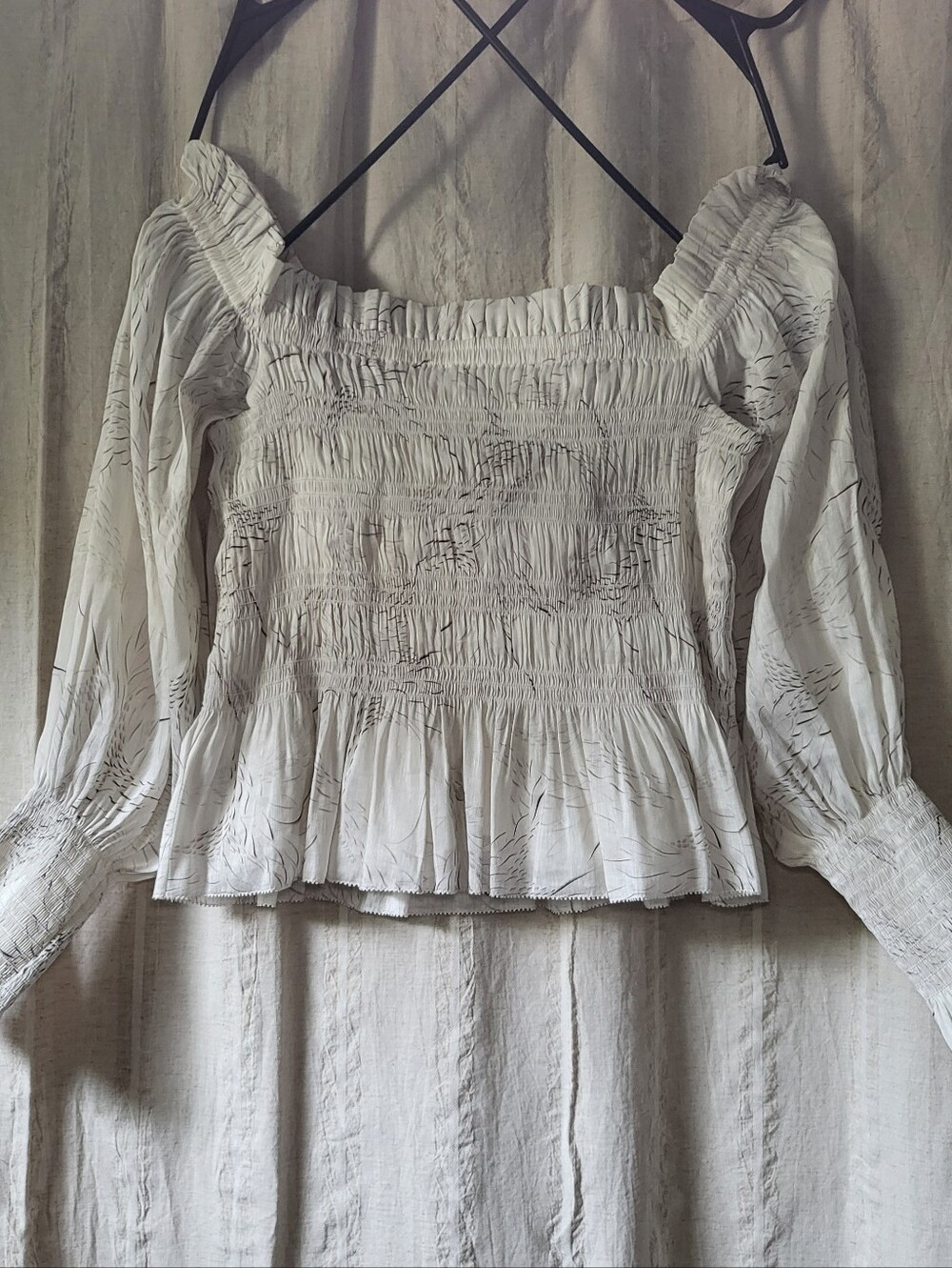 All Saints Smocked Peplum Top